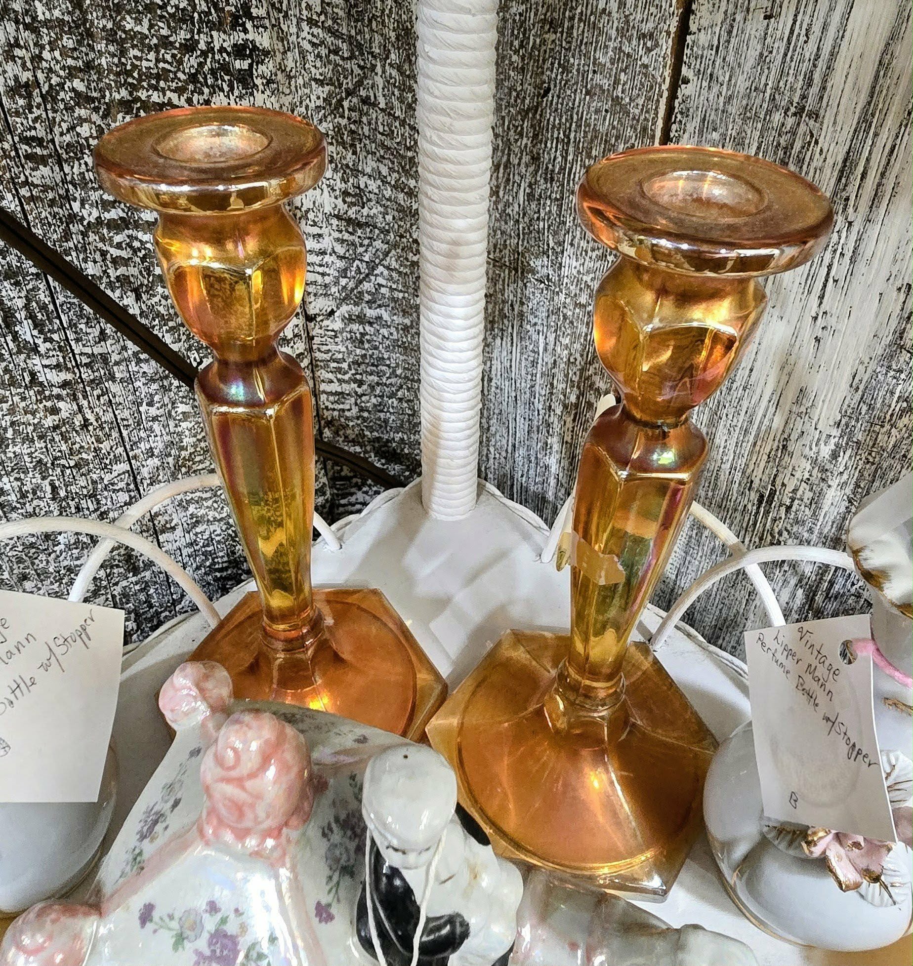 Orange Glass Candlesticks